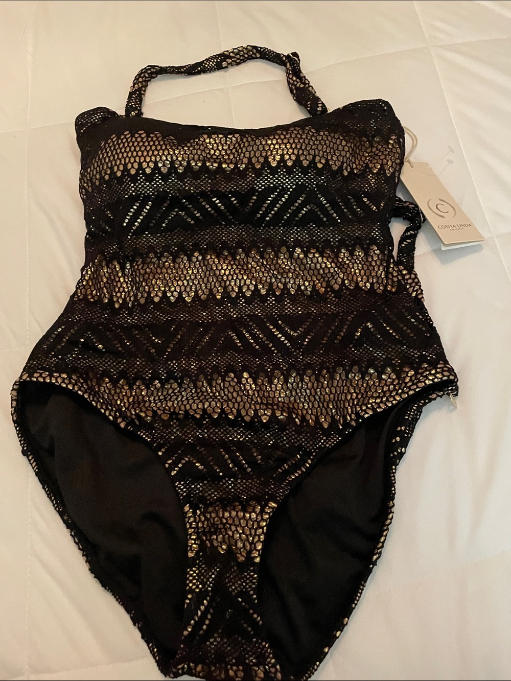 Kids One-Piece Swimsuit in Black and Gold
